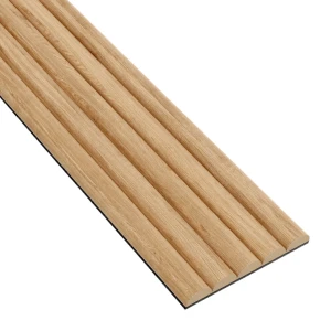 Panel ryflowany MDF Dąb Naturalny – półwałki na czarnym filcu, naturalny wygląd drewna