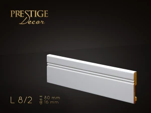 Listwa przypodłogowa lakierowana Prestige Decor L 8/2, 80x16x2500mm, biała