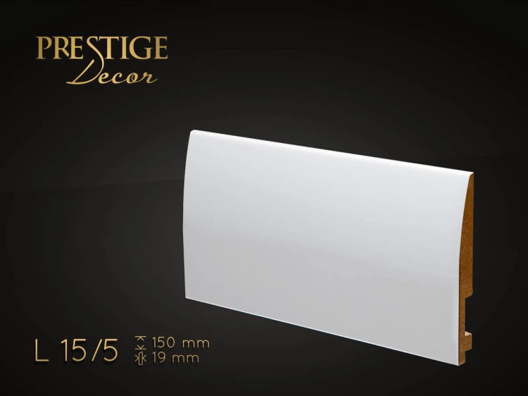 Listwa przypodłogowa Prestige Decor L 15/5 150x19mm biała – falisty (wave) profil czoła listwy