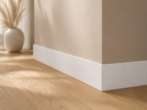 Listwa przypodłogowa Prestige Decor L 15/6 150x16mm biała – prosty, płaski profil bez frezowania