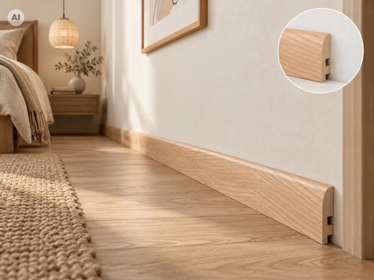 Listwa przypodłogowa Prestige Decor F 6/2 60x16mm – naturalny fornir dębowy, zaokrąglona górna krawędź