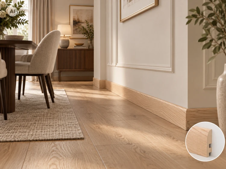 Listwa przypodłogowa Prestige Decor F 6/2 60x16mm – naturalny fornir dębowy, zaokrąglona górna krawędź