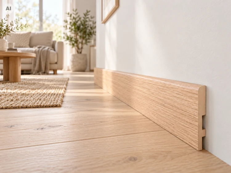 Listwa przypodłogowa Prestige Decor F 8/1 80x16mm – naturalny fornir dębowy, zaokrąglona górna krawędź