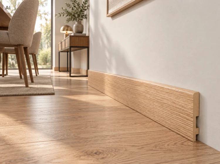 Listwa przypodłogowa Prestige Decor F 8/1 80x16mm – naturalny fornir dębowy, zaokrąglona górna krawędź