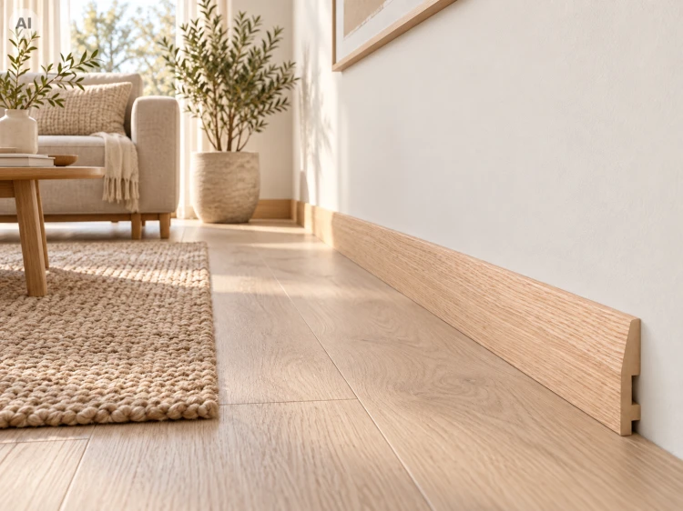 Listwa przypodłogowa Prestige Decor F 8/4 80x16mm – naturalny fornir dębowy, nowoczesna ścięta górna krawędź
