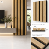 Panel lamelowy ścienny Prestige Decor, dąb saragossa – 4 drewniane lamele na czarnej podstawie z filcu