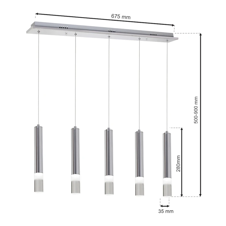 Lampa wisząca Ice LED Milagro ML323 – 5 chromowanych