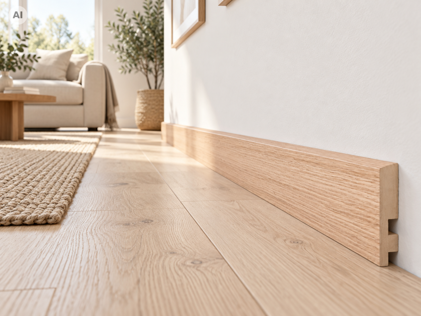 Listwa przypodłogowa Prestige Decor F 6/3 60x16mm – naturalny fornir dębowy, prosty profil bez zaokrągleń