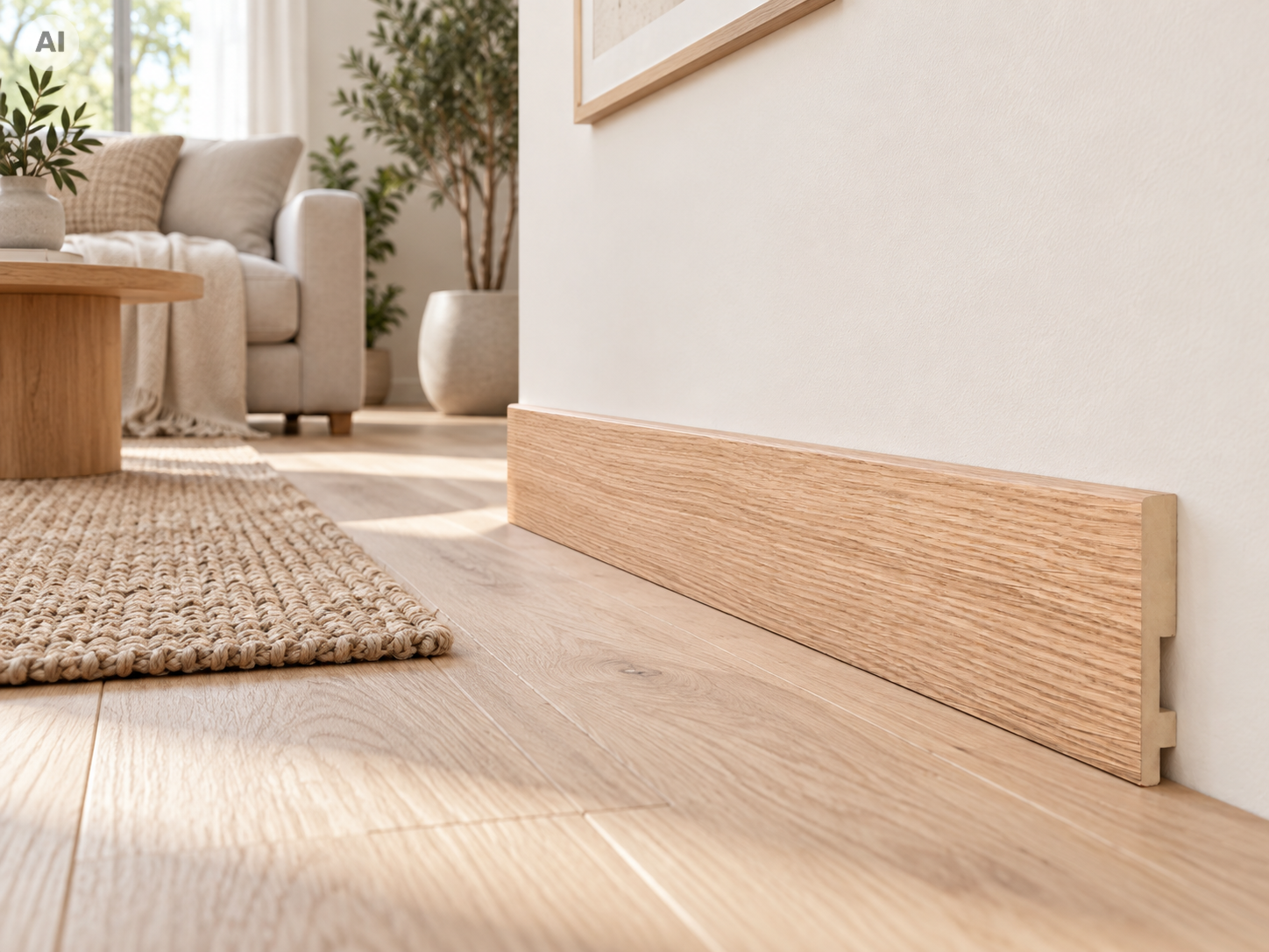 Listwa przypodłogowa Prestige Decor F 8/3 80x16mm – naturalny fornir dębowy, prosty profil bez zaokrągleń