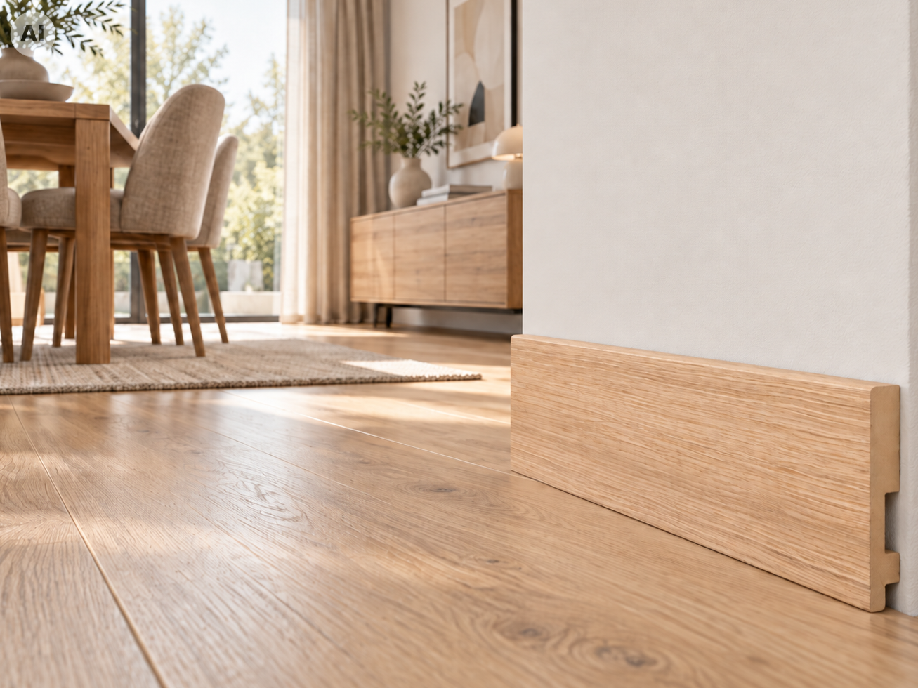 Listwa przypodłogowa Prestige Decor F 8/6 80x16mm – naturalny fornir dębowy, prosty profil